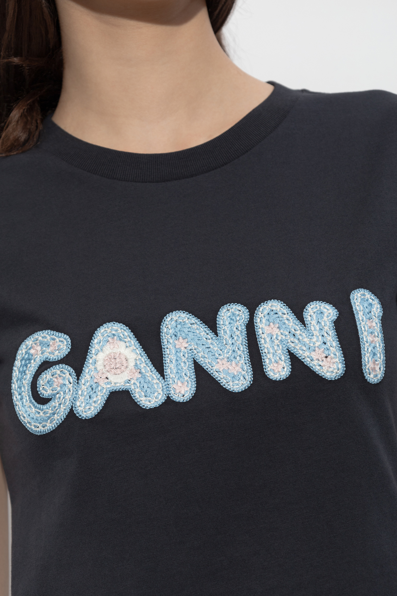 Ganni T-shirt with embroidered logo | Women's | Vitkac